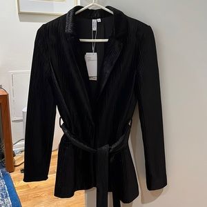 & Other Stories textured velvet black blazer with belt